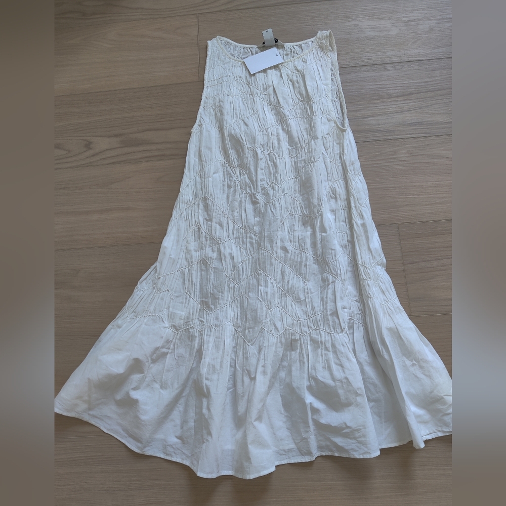 H&M Edition White Cotton Ruched Dress